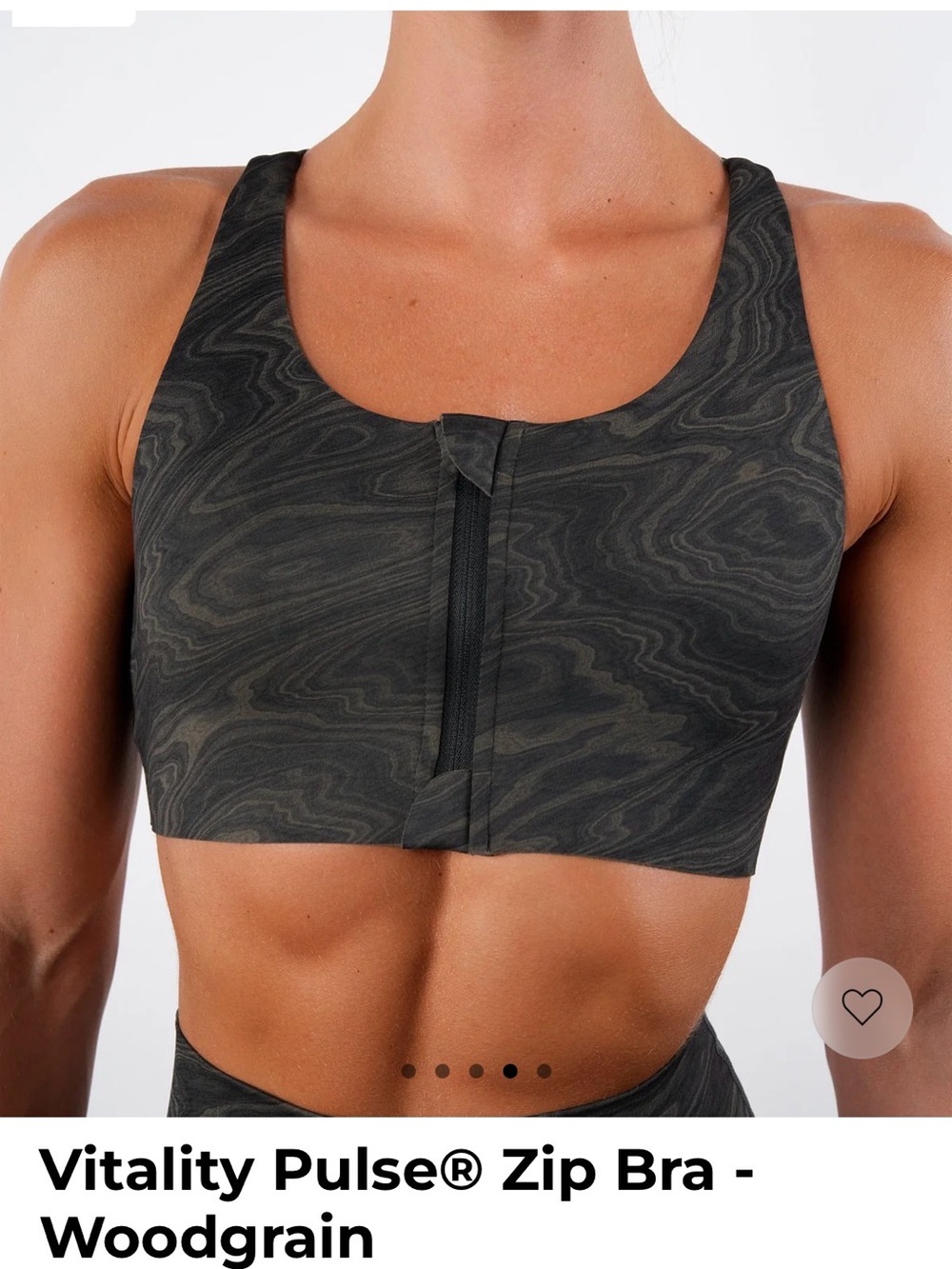 Vitality Pulse® Zip Bra - Black Woodgrain